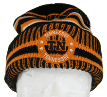 Tennessee Knitted Plush Lined Varsity Cuffed Hat with Seal (Black/Orange)