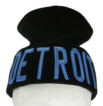 Detroit City Name Adult Size Winter Knit Cuffed Beanie Hat (Black/Blue)