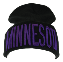 Minnesota Adult Size Winter Knit Cuffed Beanie Hat (Black/Purple)