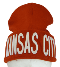 Kansas City Adult Size Bold Lettering Winter Knit Cuffed Beanie Hat (Red/White)