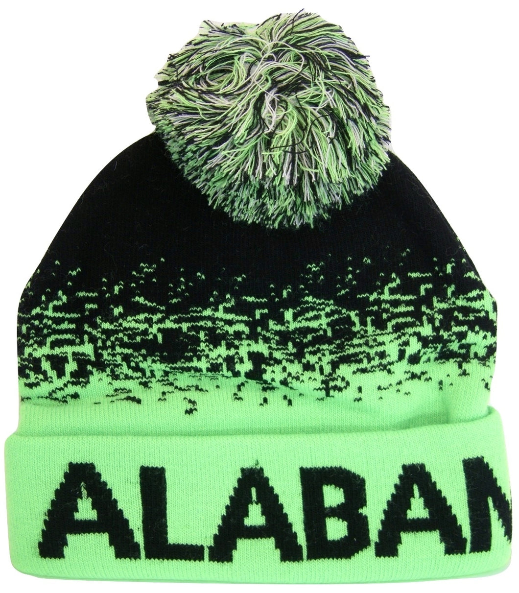 Alabama Men's Digital Fade Soft Fabric Winter Knit Hats (Black/Green)