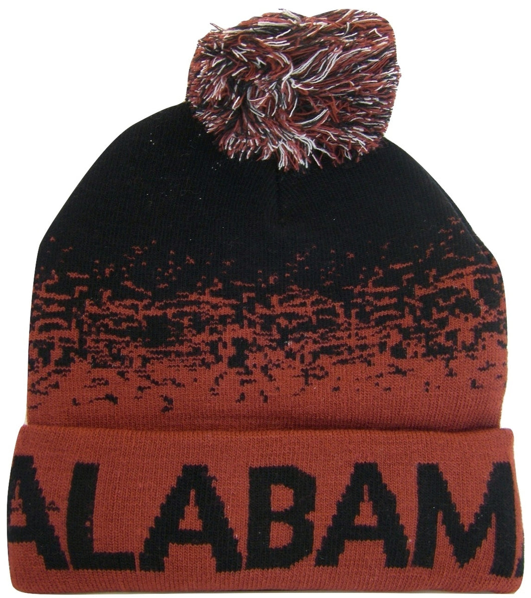 Alabama Men's Digital Fade Soft Fabric Winter Knit Hats (Black/Crimson)