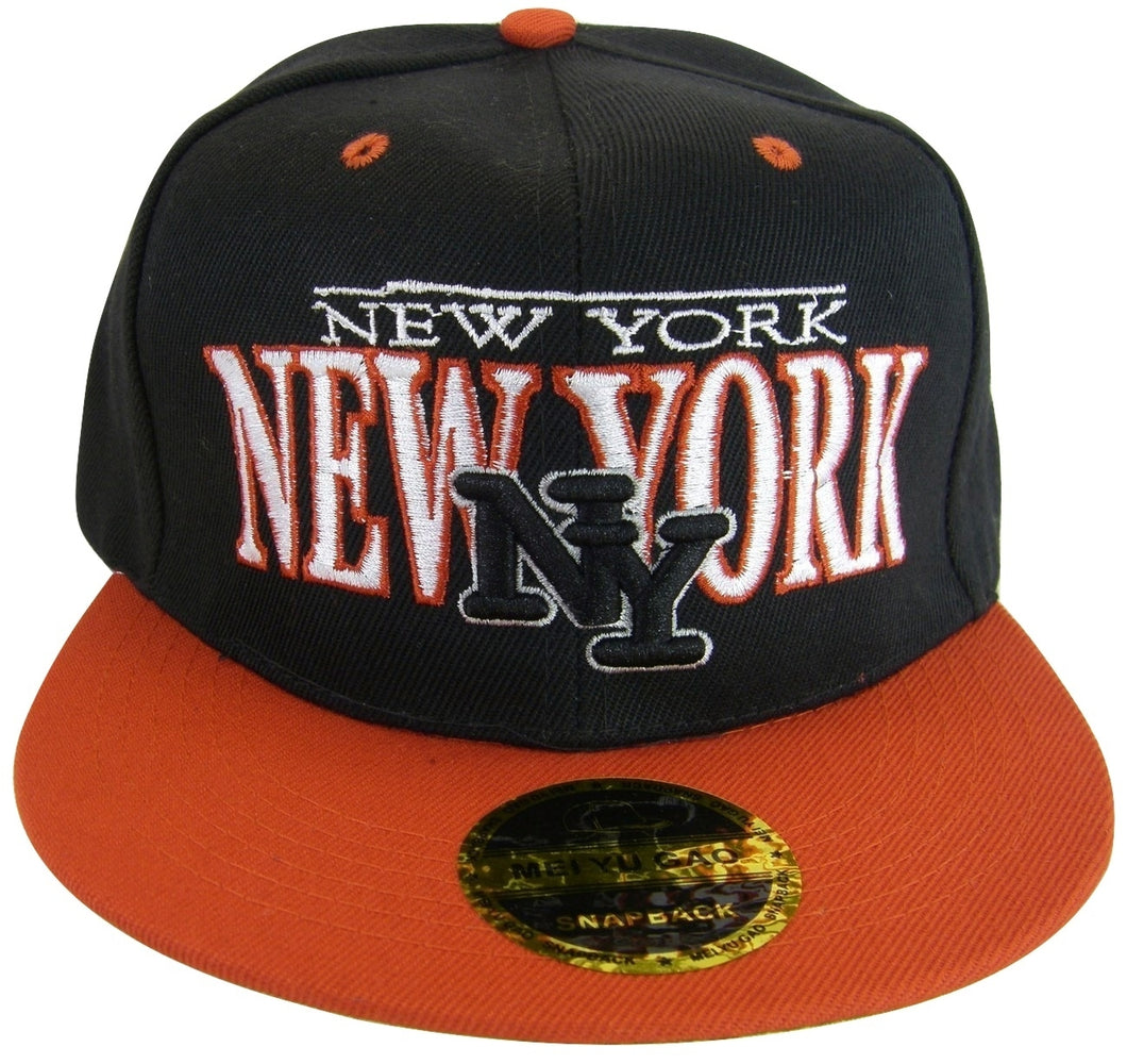 New York NY Men's 2-Tone Snapback Baseball Cap (Black/Red)