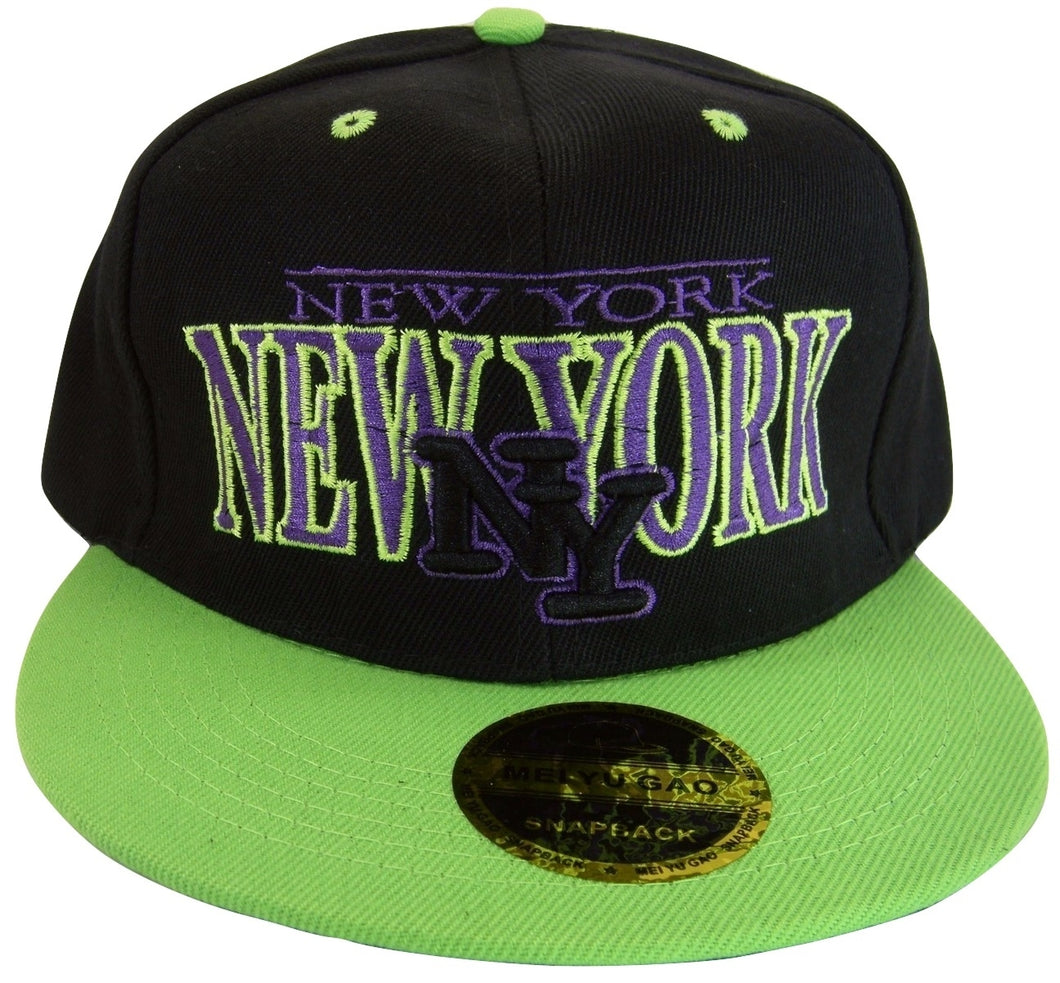 New York NY Men's 2-Tone Snapback Baseball Cap (Black/Green)