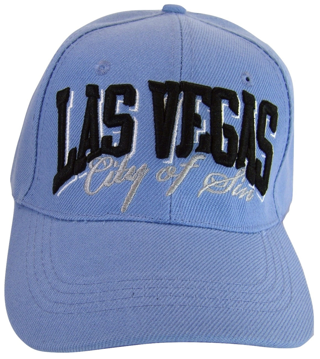 Las Vegas City of Sin Adult Size Adjustable Baseball Cap (Light Blue)