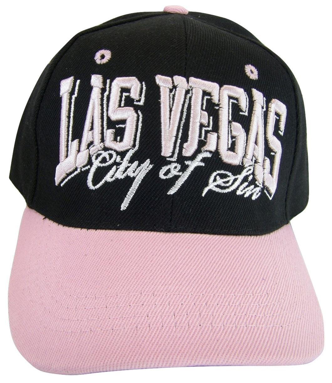 Las Vegas City of Sin Adult Size Adjustable Baseball Cap (Black/Pink)