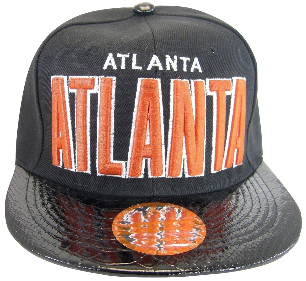 Atlanta Men's Adjustable Snapback Baseball Cap (Black/Black Textured Bill)