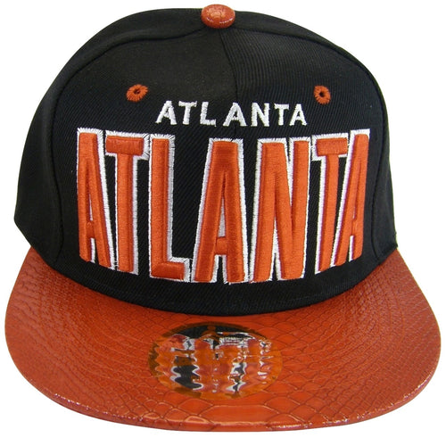 Atlanta Men's Adjustable Snapback Baseball Cap (Black/Red Textured Bill)