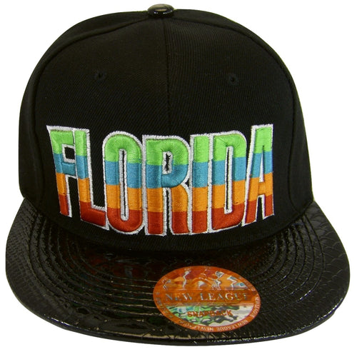 Florida Men's Adjustable Snapback Baseball Cap (Black/Black Textured Brim)