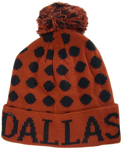 Dallas Adult Size Leopard Spots Pattern Winter Knit Pom Beanie Hats (Red/Black)