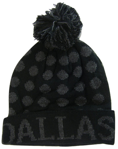 Dallas Adult Size Leopard Spots Pattern Winter Knit Pom Beanie Hats (Black/Gray)