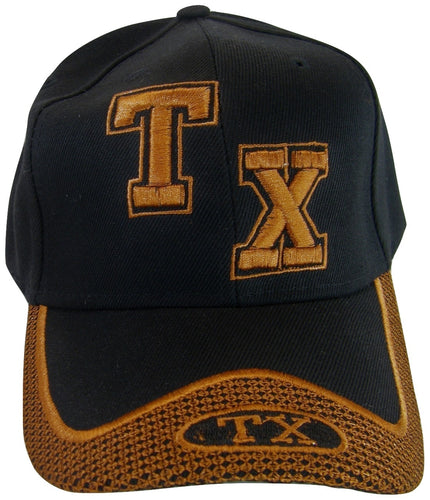 Texas TX Netting on Bill Adjustable Baseball Cap (Black)