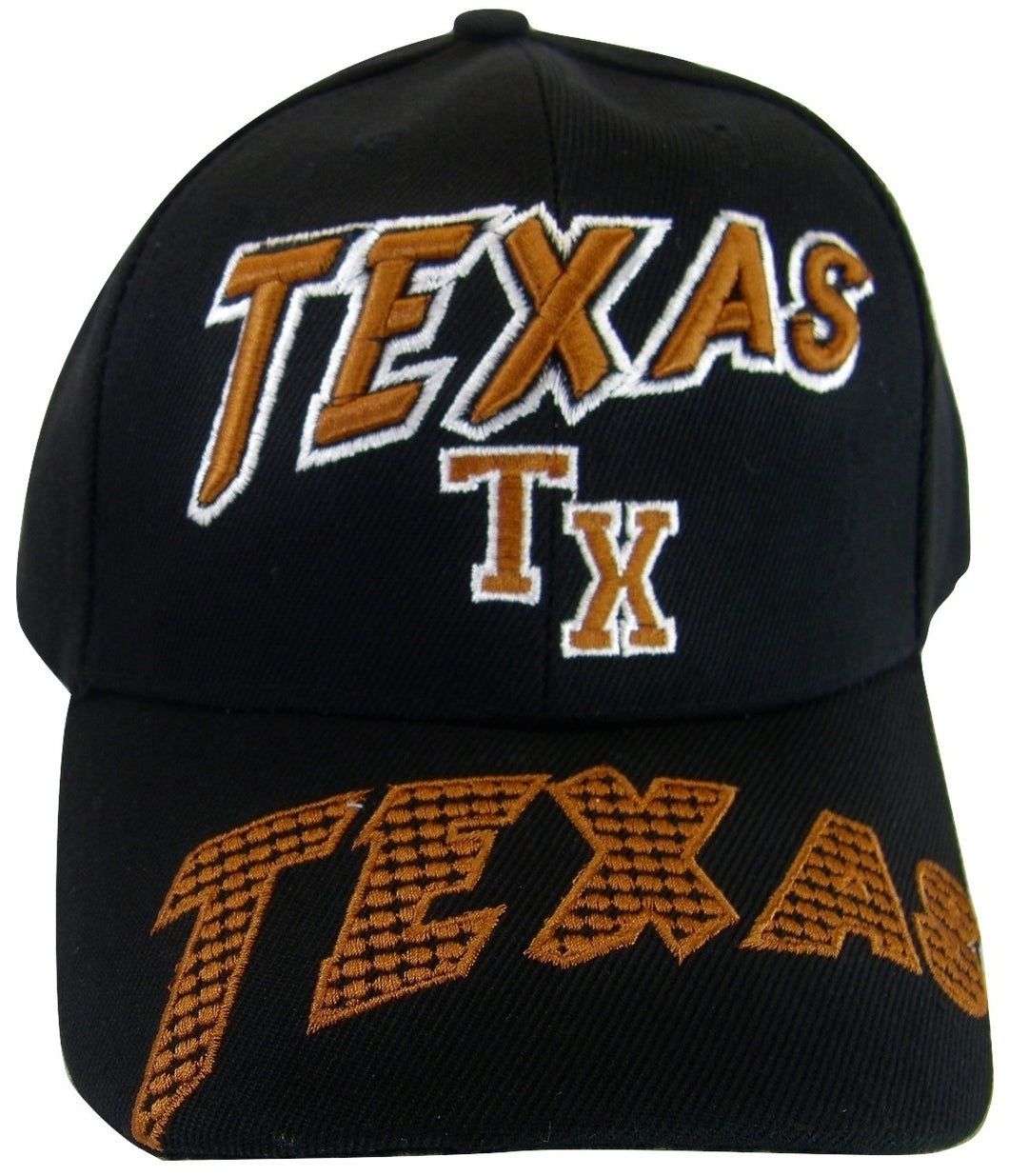 Texas TX Large Script on Bill Adjustable Baseball Cap (Black)