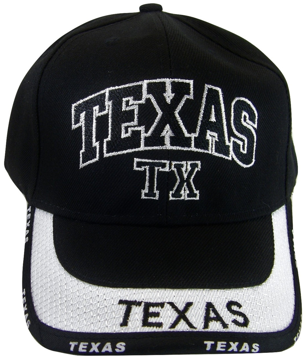 Texas TX 2-Tone Bill Adjustable Baseball Cap (Black)