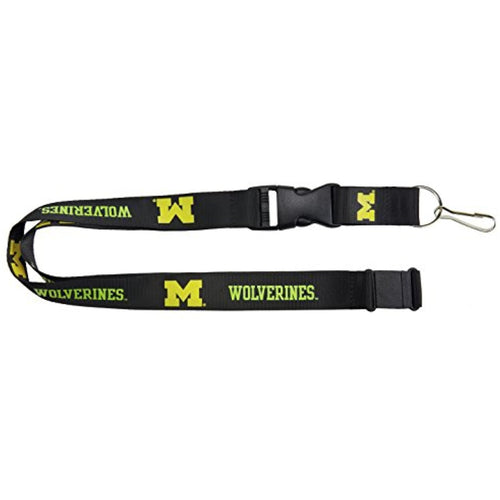 NCAA Michigan Wolverines Black Wordmark Lanyard, Black