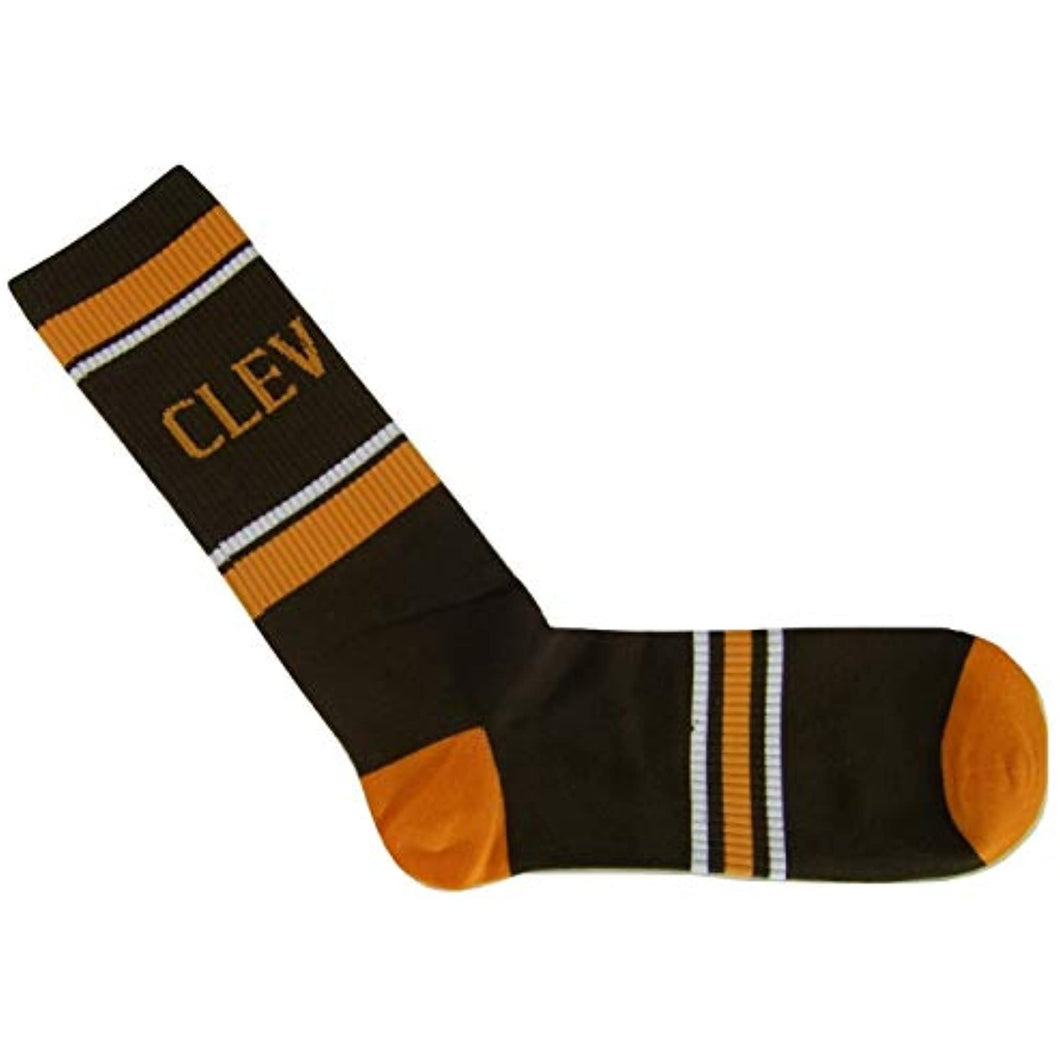 Cleveland City Orange and Brown Crew Socks Size 10-13 (White Striped)