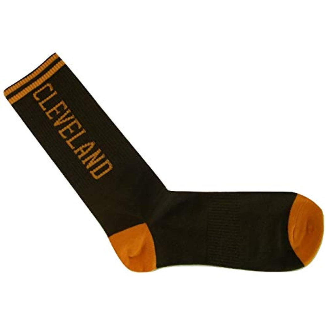 Cleveland City Orange and Brown Crew Socks Size 10-13 (Orange Double Stripe)