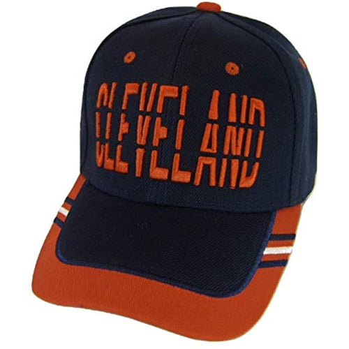 Cleveland Window Shade Font Men's Adjustable Baseball Cap (Navy/Red)