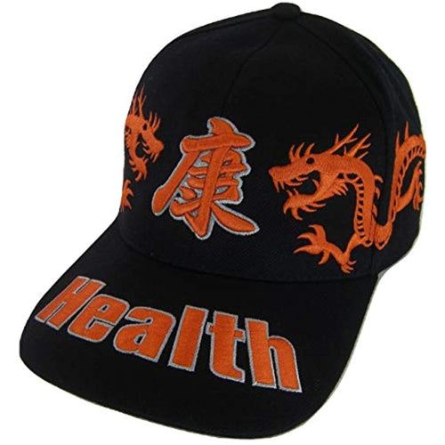 Health Dragon Design Adult Size Adjustable Baseball Caps (Black)