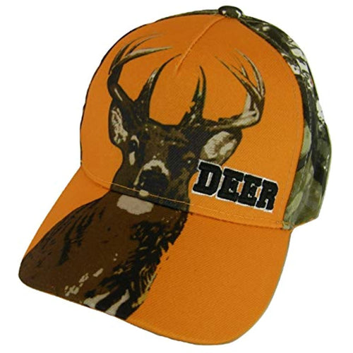 Deer Silhouette Men's Adjustable Camouflage Baseball Cap (Orange)