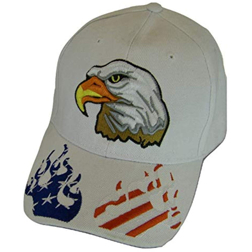 USA Men's Patriotic Eagle Adjustable Baseball Cap (Flames White)