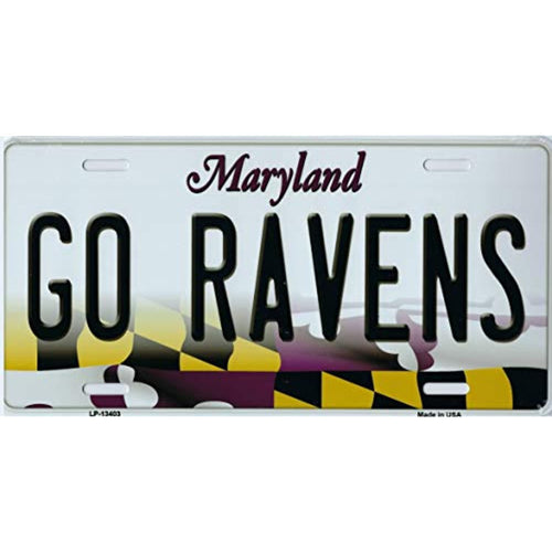 Maryland State Background Novelty Metal License Plate Tag (Go Ravens)