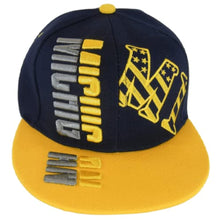 Michigan Raised Text Adjustable Snapback Baseball Cap (Navy/Gold)