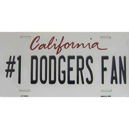 California State Background Novelty Metal License Plate Tag (#1 Dodgers Fan)