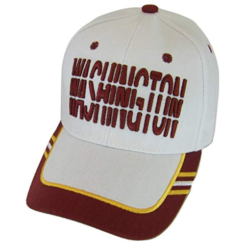 Washington Window Shade Font Men's Adjustable Baseball Cap (White/Burgundy)