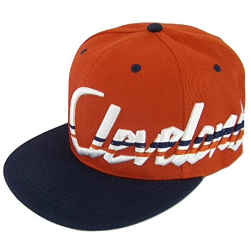 Cleveland Offset Jagged Script Men's Adjustable Snapback Baseball Cap (Red/Navy)