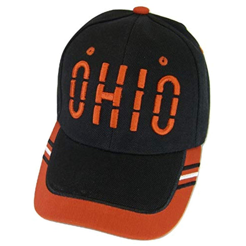 Ohio Window Shade Font Men's Adjustable Baseball Cap (Black/Red)