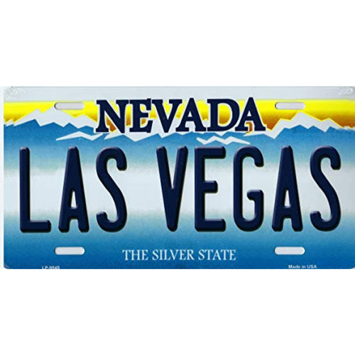 Nevada State Background Novelty Metal License Plate Tag (Las Vegas)