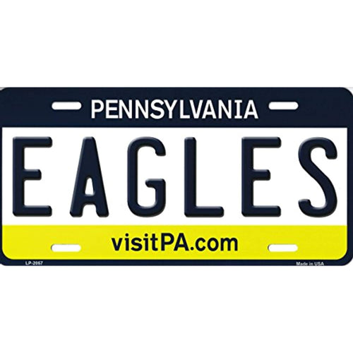 Pennsylvania State Background Novelty Metal License Plate Tag (Eagles)