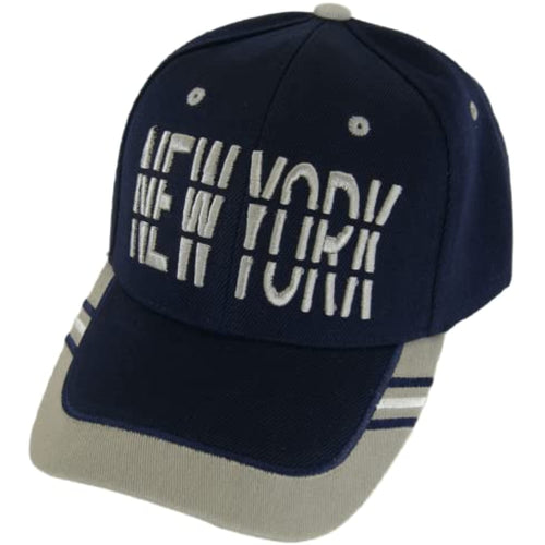 New York Window Shade Font Men's Adjustable Baseball Cap (Navy/Gray)