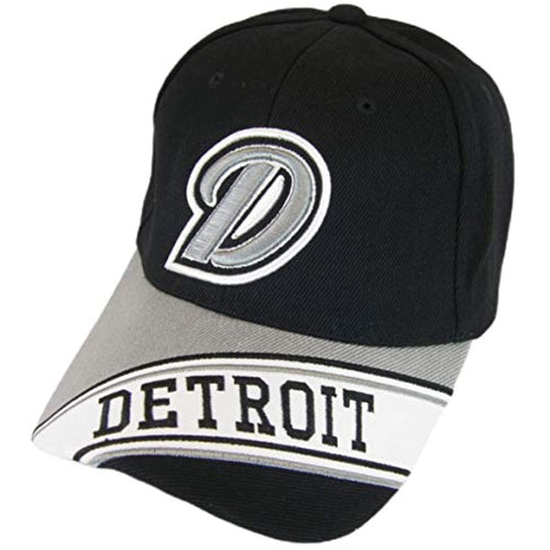 Detroit Banner Style Adjustable Baseball Cap (Black/Gray)