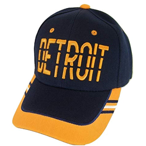 Detroit Window Shade Font Men's Adjustable Baseball Cap (Navy/Orange)