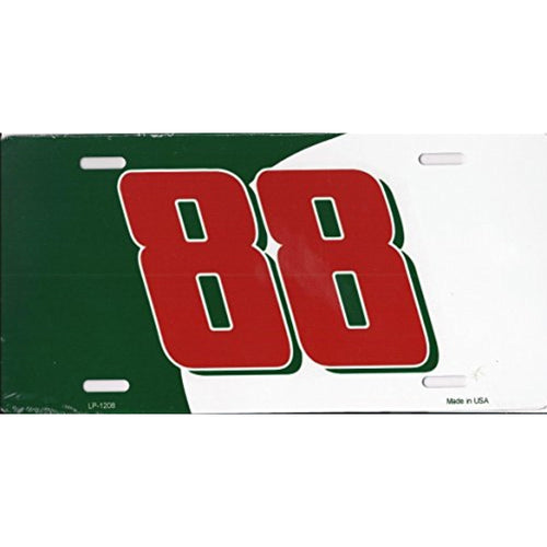 Dale Earnhardt Jr. #88 Aluminum Metal Vanity License Plates (Green/Red/White)