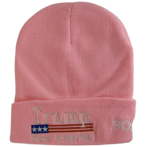 Trump 2024 Save America Winter Knit Beanie Hat (Pink)