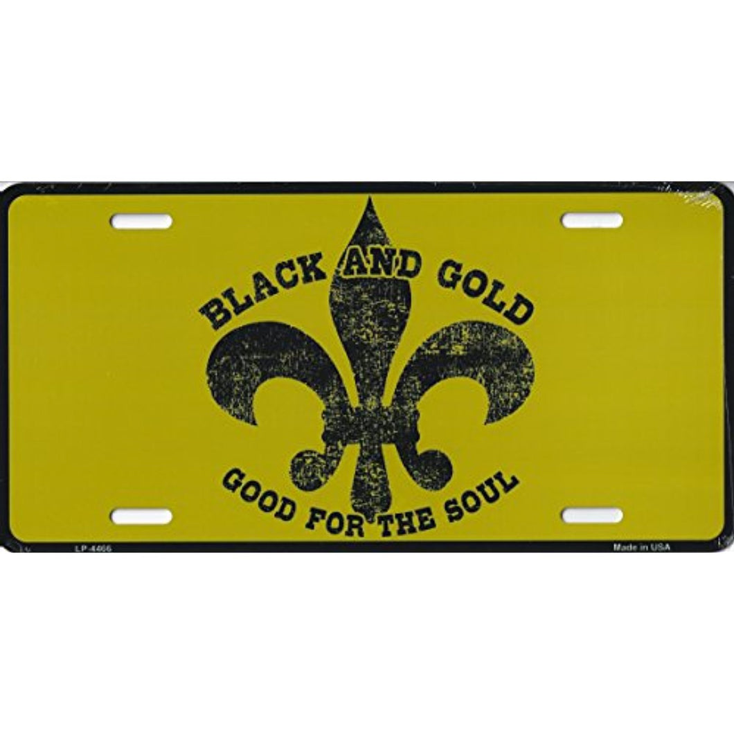 Saints Fleur De Lis Novelty Metal License Plate Tag (B&G Gold)