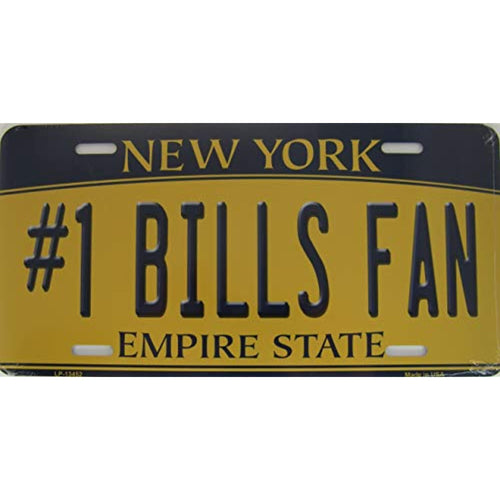 New York State Background Novelty Metal License Plate Tag (#1 Bills Fan)