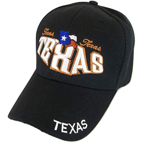 Texas Bold Script Adjustable Baseball Cap (Black)