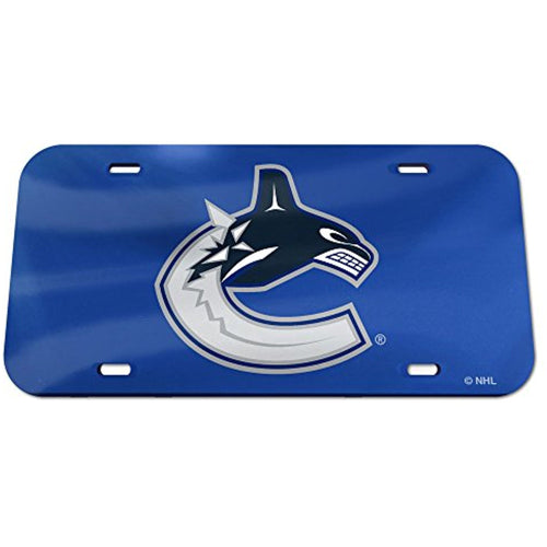 NHL Vancouver Canucks Crystal Mirror License Plate, 6 x 12-Inch