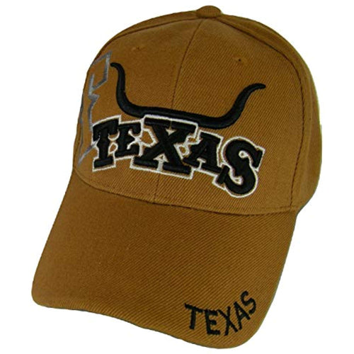 Texas Longhorn & State Flag Adjustable Baseball Cap (Burnt Orange)