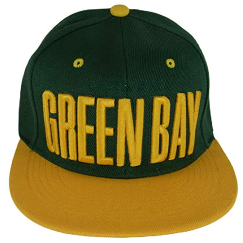 Green Bay Bold Script Men's Adjustable Snapback Baseball Caps (Green/Gold-2)