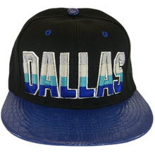 Dallas City Name Textured Brim Adjustable Snapback Baseball Cap (Black/Royal)