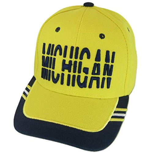 Michigan Window Shade Font Men's Adjustable Baseball Cap (Gold/Navy)