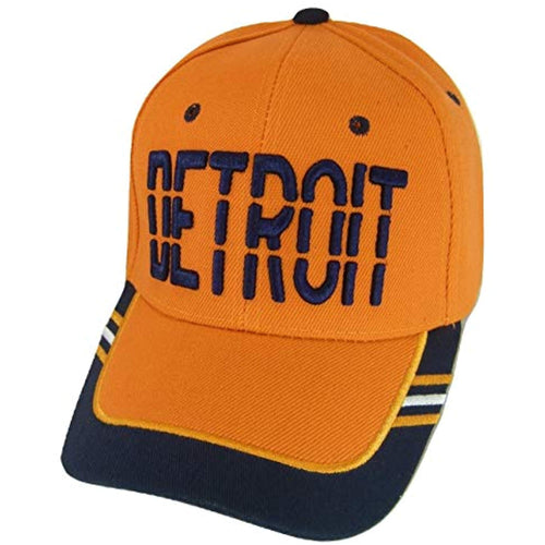 Detroit Window Shade Font Men's Adjustable Baseball Cap (Orange/Navy)