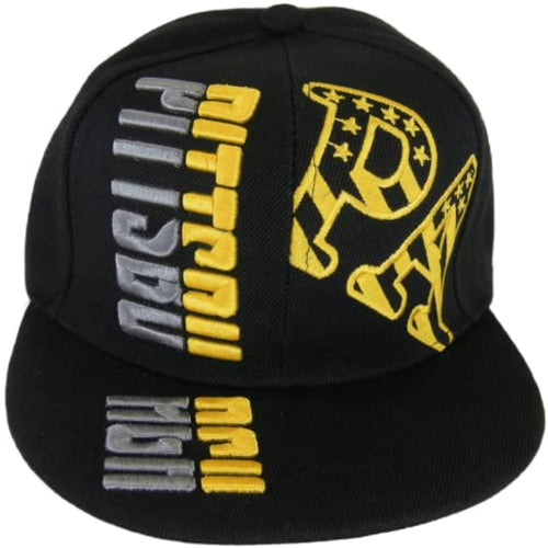 Pittsburgh Raised Text Adjustable Snapback Baseball Cap (Black)