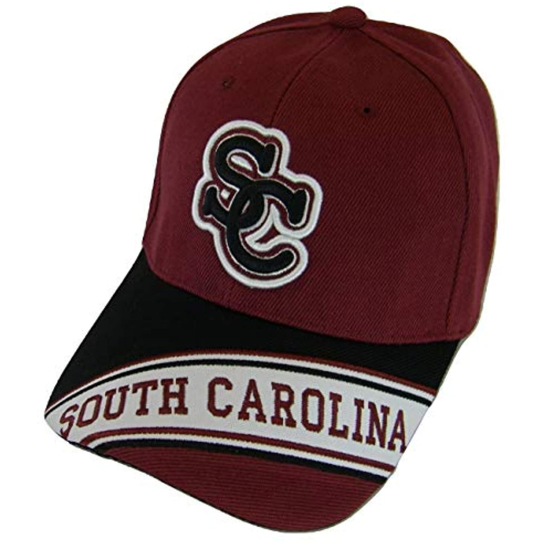 South Carolina Men's Banner on Bill Adjustable Baseball Cap (Burgundy/White)