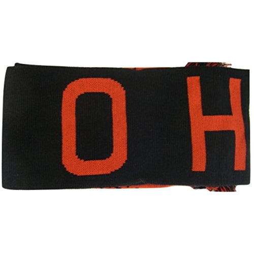 Ohio Men's Digital Fade Soft Fabric Winter Knit Hats & Scarves (Black/Red Scarf)